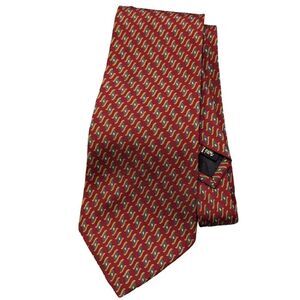 Burberrys of London Men's Silk Burgundy With Gray Gold Pattern Neck Tie